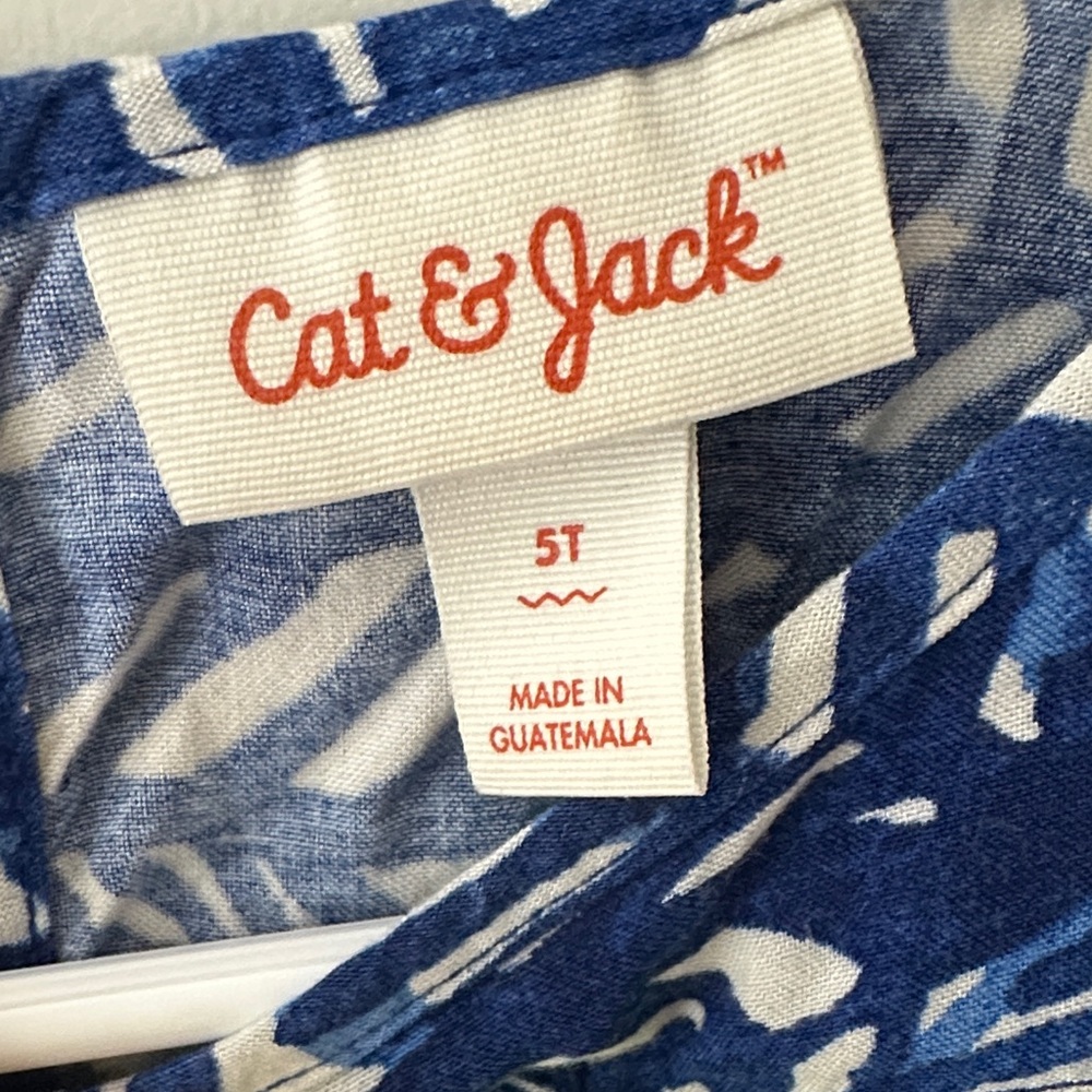 Cat & Jack Blue Leaf Patterned Ruffle Top - Picture 3 of 3